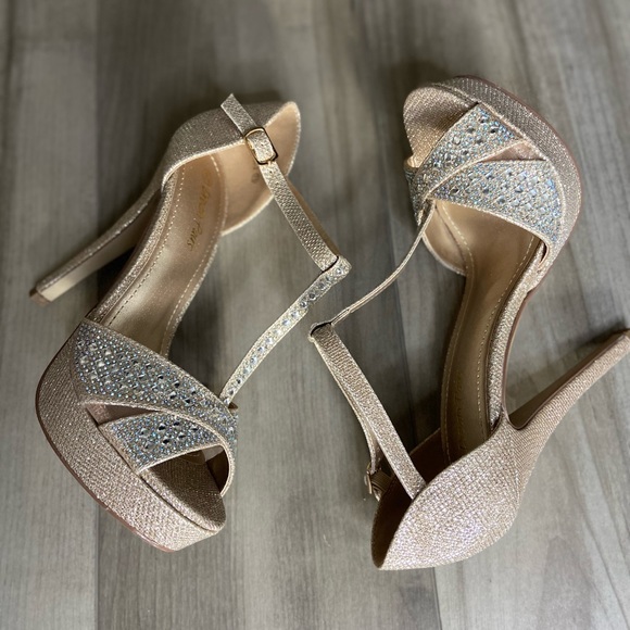 Gold Rhinestone High Heels - Picture 2 of 4